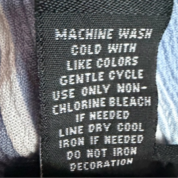 Torrid Womens Blue & White Stripe Gauze Blouse Size 3 Crochet Trim 3/4 Sleeves - Picture 7 of 8